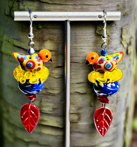 Whimsical Colorful Bird Ear Art