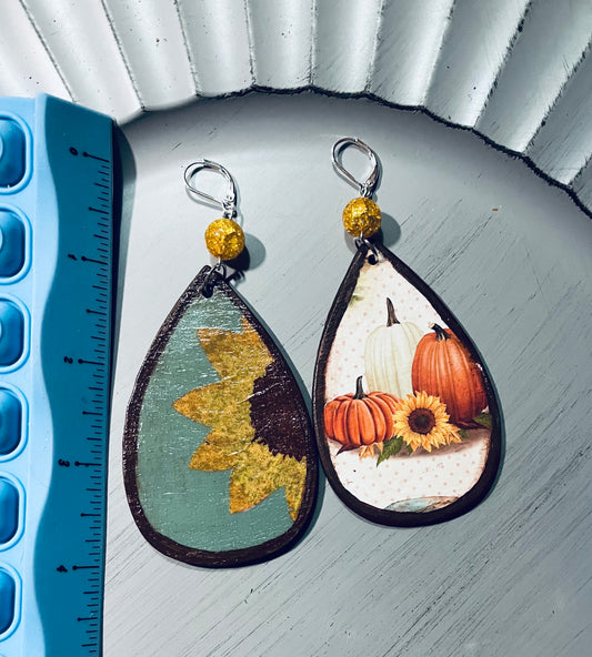 Reversible Sunflower Pumpkin Earrings