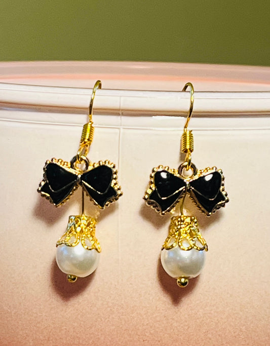 Dainty black bows Ear Art