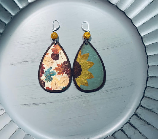 Reversible Sunflower Leaf Earrings