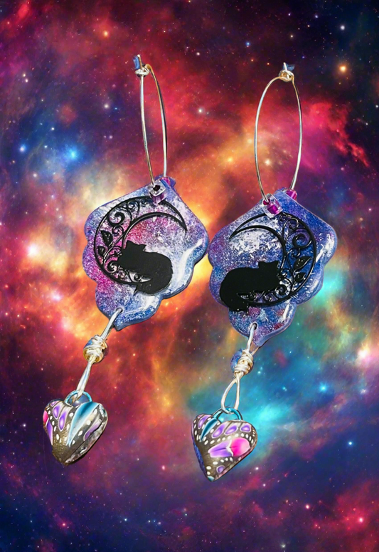 Meow at the Moon Ear Art