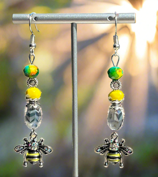 Sunflower Bee Earrings