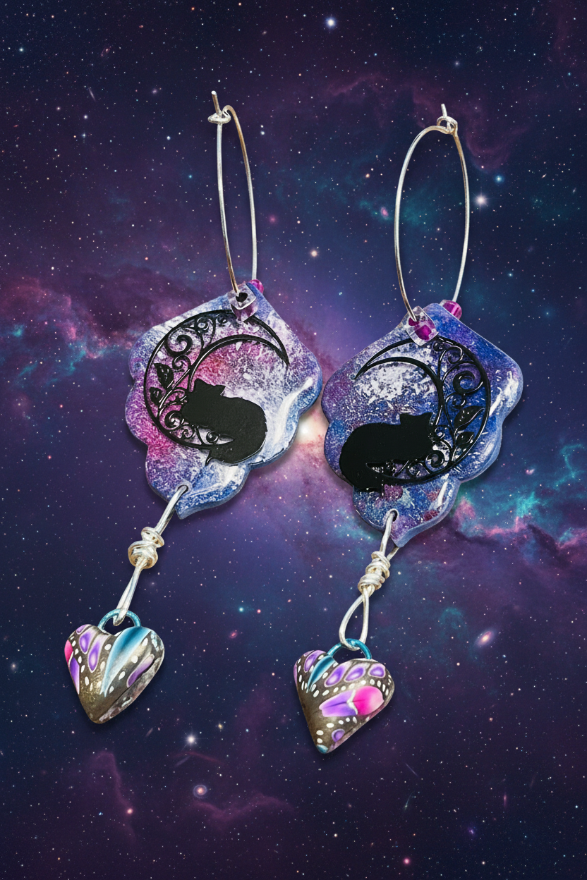 Meow at the Moon Ear Art
