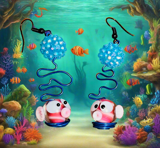 Whimsical Pink Fish Ear Art