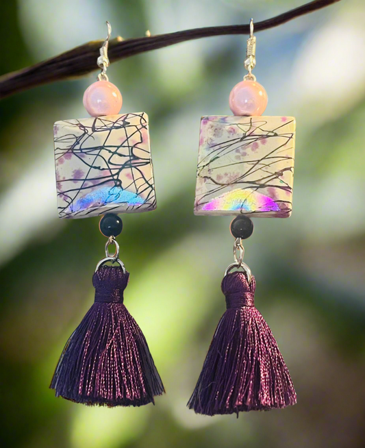 Pink and Purple Tassel Ear Art
