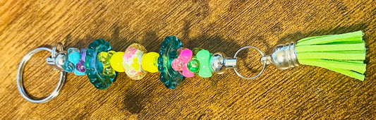 Fun-ky Colorful Floral Keychain/ Purse Dangle Art