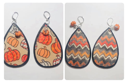 Reversible Pumpkin Chevron Earrings
