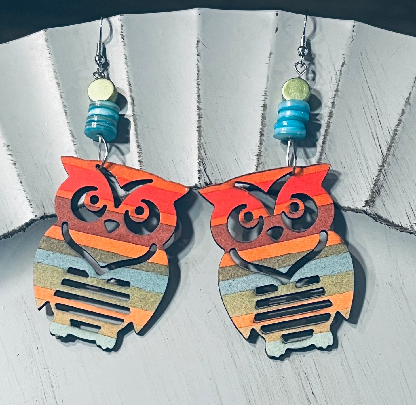 Colorful Striped Owl Earrings