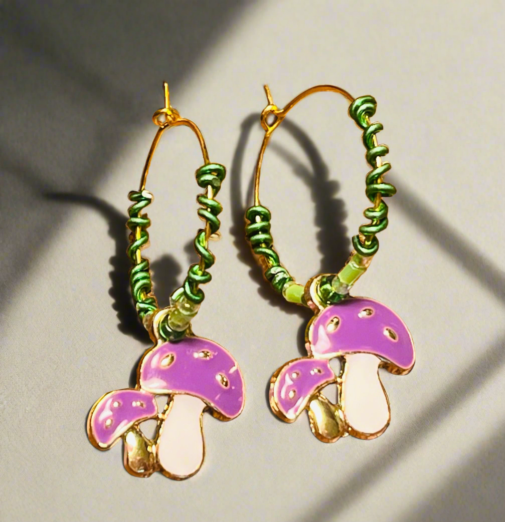 Mushroom Garden Hoops Ear Art
