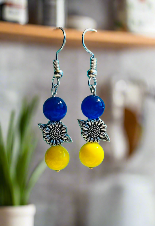 Support Ukraine Sunflower Bead Dainty Ear Art
