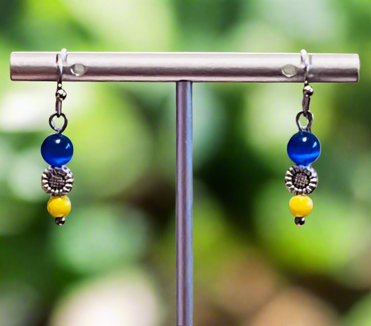 Support Ukraine Sunflower Bead Very Dainty Ear Art