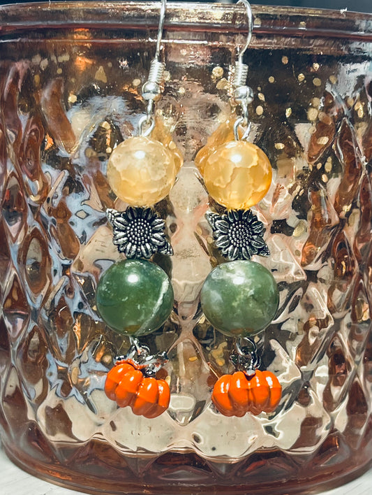 Fall Sunflower Pumpkin Earrings