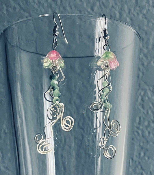 Green & Pink Jellyfish Earrings